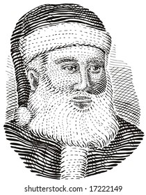 Engraving Style Illustration Of Santa Claus