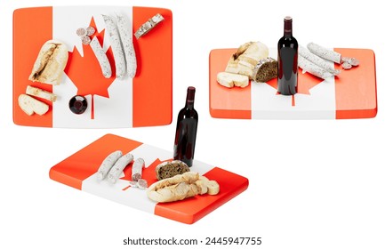 Enjoy a taste of Canada with this delectable array of artisan bread, cured meats, and cheeses, arranged on a cutting board inspired by the Canadian flag.
 - Powered by Shutterstock