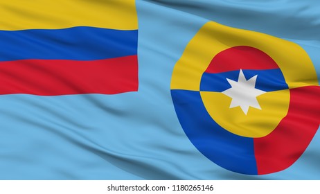 Ensign Of Colombian Air Force Flag, Closeup View, 3D Rendering