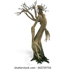 The Ent - Keeper Of The Forest. 3D Rendering With Clipping Path And Shadow Over White