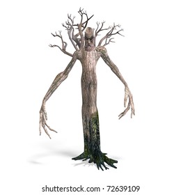 The Ent - Keeper Of The Forest. 3D Rendering With Clipping Path And Shadow Over White