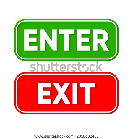 Enter exit buttons isolated on white background