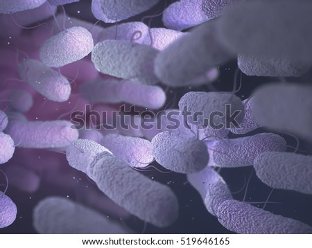 Enterobacteriaceae: 3D illustration of large family of Gram-negative bacteria that includes many of the more familiar pathogens, such as Salmonella and Escherichia coli. Stock photo © 