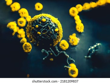 Enterovirus Infecting Human Cell, Polio Like Virus, Pandemic Concept 3d Rendering