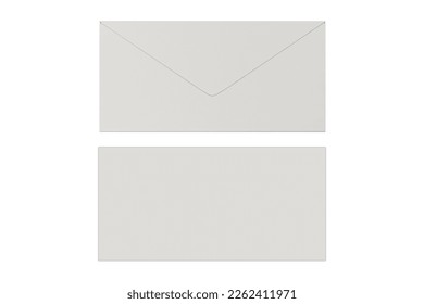 Envelop front and back side Mock up isolated on a white background.3d rendering.