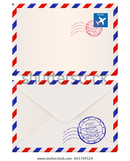 Envelope International Air Mail Red Blue Stock Illustration 661769524 ...