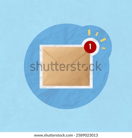 Envelope, send message, sms, mail, message notification. Creative art collage of Envelope with new message