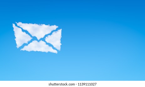 Envelope Symbol Shape Cloud in the Blue Sky with Copyspace