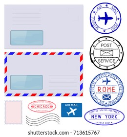 Envelopes Postmarks Illustration Isolated On White Stock Illustration ...