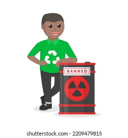 Enviromental Activist African Banned Toxic Waste Design Character On White Background