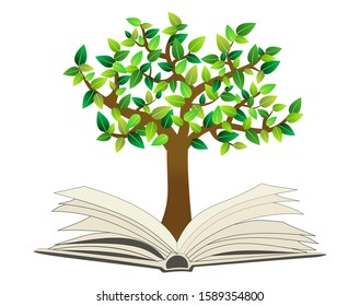 Enviromental Education Is Important, Tree On Book	