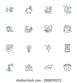 Environment icons line style set with iceberg, eco bulb, eco gas station and other energy elements. Isolated illustration environment icons. - Shutterstock ID 2008290272