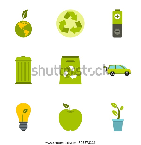 Environment icons set. Flat illustration of 9\
environment  icons for\
web