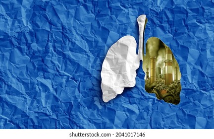 Environmental Lung Disease And Cancer Of The Lungs As A Toxic Carcinogenic Concept As A Decline In Respiratory Function Caused By Pollution In A Dirty Environment With 3D Illustration Elements.