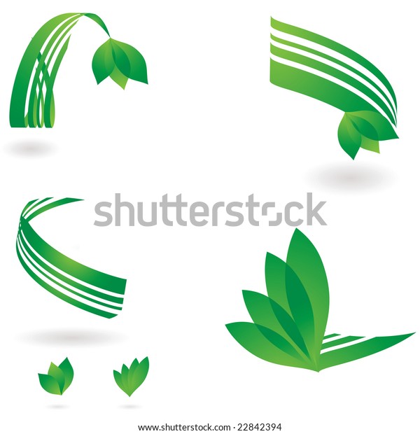 Environmental Set Logos Drop Shadow Leaf Stock Illustration 22842394