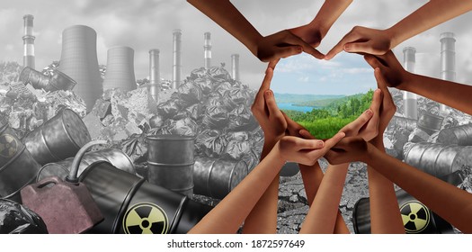 Environmental unity and global earth day and international environment concept with world community as hands protecting nature from pollution and climate change with 3D render elements. - Powered by Shutterstock