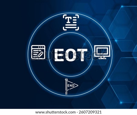 eot end of text.EOT acronym. The point in a text file or document where content concludes.