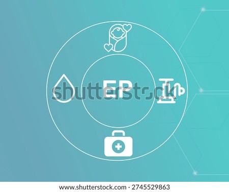 EP acronym.Exclusively Pumping concept.EP (Exclusively Pumping) means feeding a baby breast milk expressed by a pump instead of direct nursing.