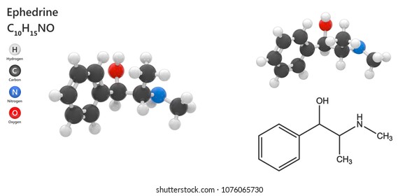 Ephedrine Medication Stimulant Molecular Formula C10h15no 스톡 일러스트 ...