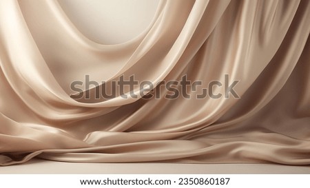 Ephemeral Ballet of white Silk: A Mesmerizing 3D Rendered Waving Satin Fabric in Graceful Motion, Crafting a Beautiful Abstract Style Wallpaper Background Stockfoto © 