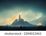 Epic Fantasy Castle with Clouds in Background 2