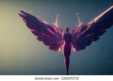 Epic Fenix Angel Purple Digital Art 3D Render