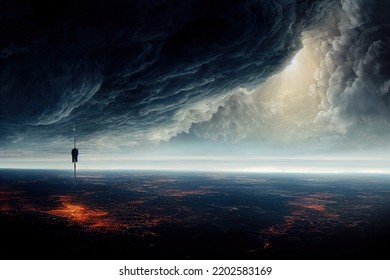 Epic View Composition Apocalypse Alien Storm Digital Art