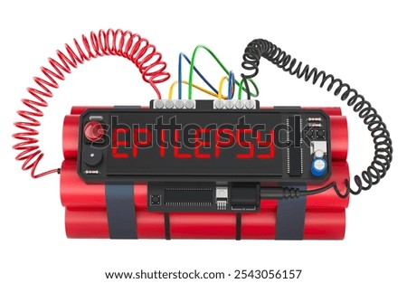 Epilepsy concept. Time bomb explosive with epilepsy word on timer, 3D rendering isolated on white background