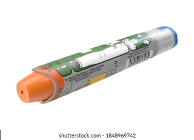 Epinephrine Autoinjector 3D Illustration On White Background