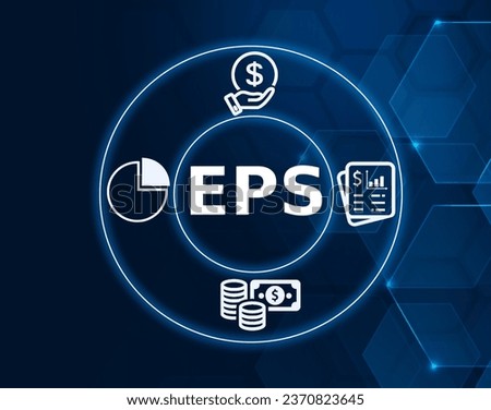 EPS earnings per share concept, financial metric used in corporate finance and accounting to measure a company's profitability on a per-share basis Stok fotoğraf © 