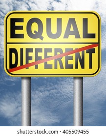 Equal Or Different Equality In Rights And Opportunity For All No Discrimination Or Racism Embrace Diversity

