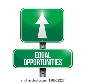 Equal Opportunities Road Sign Illustrations Design Over A White Background