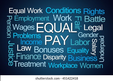 Equal Pay Word Cloud On Blue Stock Illustration 451422418