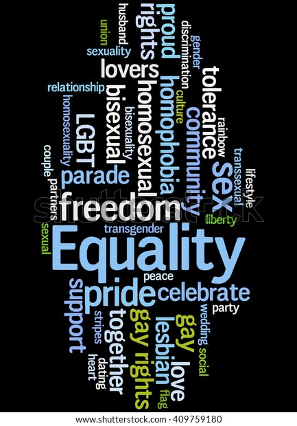 Equality Word Cloud Concept On Black Stock Illustration 409759180 ...