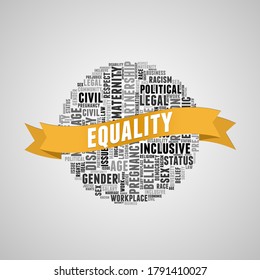 Equality Word Cloud Over Grey Gradient Background