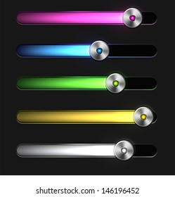 Equalizer Glossy Glowing Track Bar. Media Player Elements