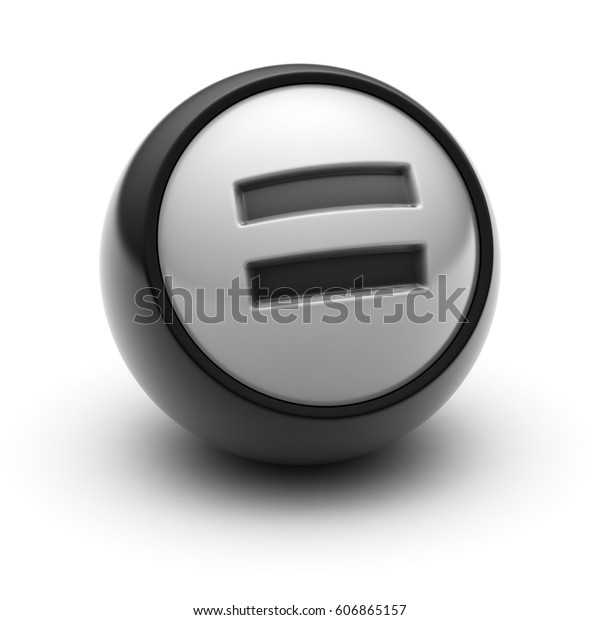 The\
Equals Sign on The black Ball. 3D\
illustration.