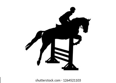 Equestrian Sport Male Rider Horse Show Jumping Competition 