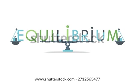 Equilibrium Concept: Vector Typography Design with Balanced Scales and Letters