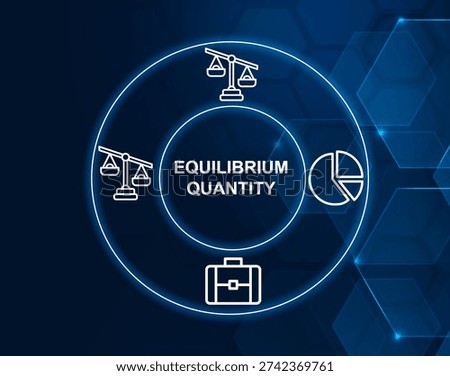 equilibrium quantity concept.Quantity supplied and demanded at market equilibrium price.