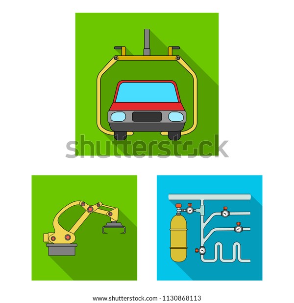 Equipment and machine flat icons in set\
collection for design.Technical progress of the factory bitmap\
symbol stock web\
illustration.