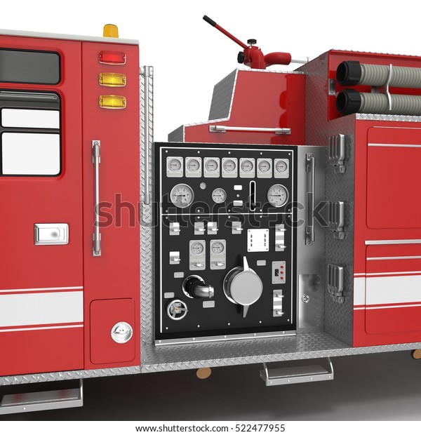 Equipment Modern Fire Engine On White Stock Illustration 522477955 ...