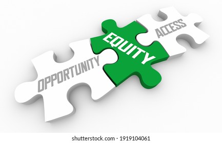 Equity Bridging Gap Between Opportunity and Access Puzzle Pieces 3d Illustration