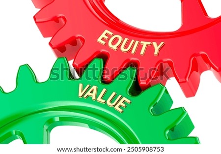 Equity Value concept with colored gearwheels. 3D rendering isolated on white background