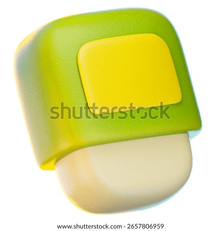 eraser 3d render icon, Back To School illustration