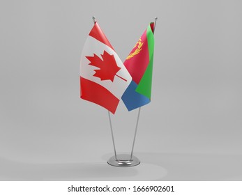 Kooperationsflaschen für Eritrea - Kanada, weißer Hintergrund - 3D-Render