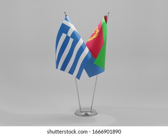 Eritrea - Greece Cooperation Flags, White Background - 3D Render