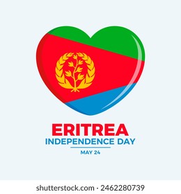 Eritrea Independence Day poster illustration. Eritrean flag in heart shape icon. Flag of Eritrea symbol. Template for background, banner, card. May 24 every year. Important day - Powered by Shutterstock