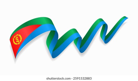 Eritrean flag wavy abstract background layout. Raster version.