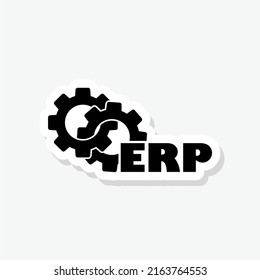 ERP Working Processing Glyph Icon Sticker Sign For Mobile Concept And Web Design